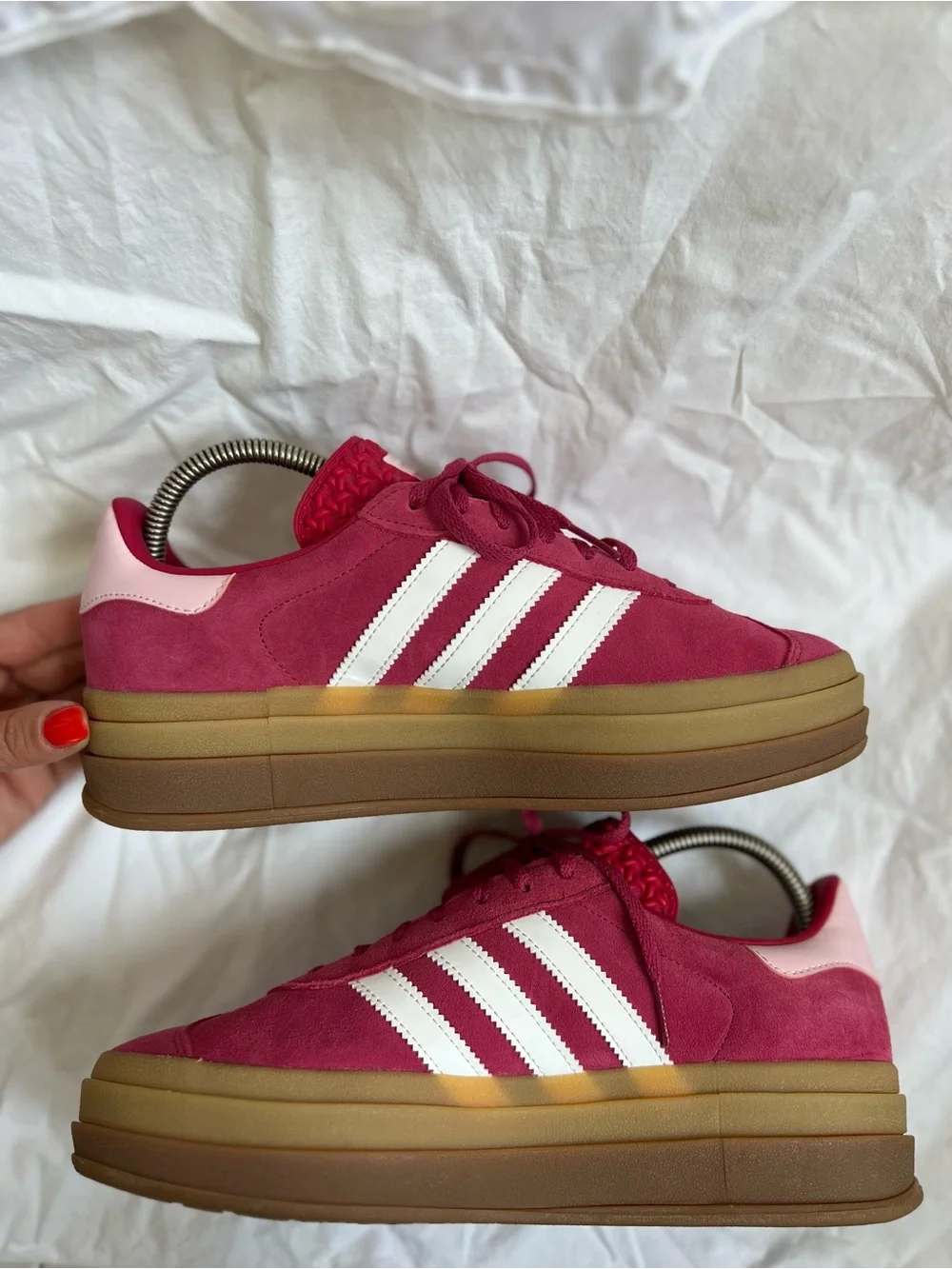 NWOT Adidas Gazelle Bold Platform Sneakers Pink White Gum Women’s Size 8.5